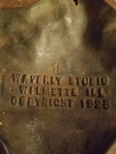 ANTIQUE 1925 WAVERLY STUDIOS FLOWER GARDEN BASKET CAST IRON  DOORSTOP