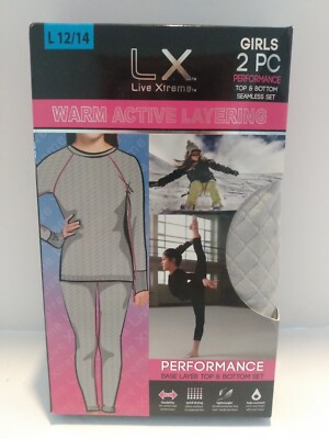 girls L 12/14 Live Extremes Performance Base,Warm Layering Top & Bottom Set 