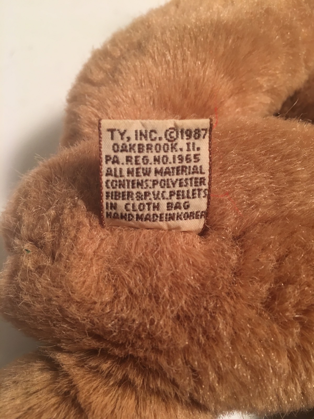 1987 Ty Vintage Teddy Bear Brown Jointed Old Face PVC Pellets Rare #1965 #5000