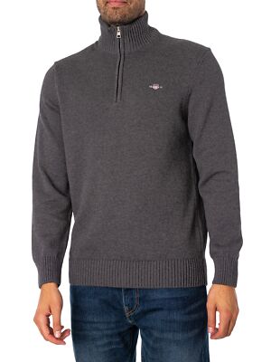 

Мужская повседневная трикотажная куртка с полумолнией GANT, серая, Grey