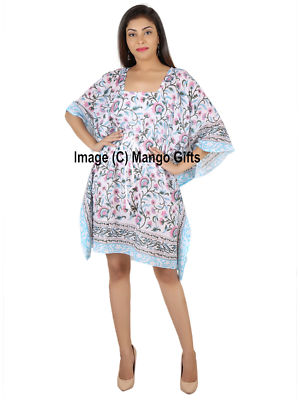 Pre-owned Handmade Women Caftan Kaftan Hand Block Print Cotton Kimono Beach Cover Up Dress Lot 25 In Multicolor