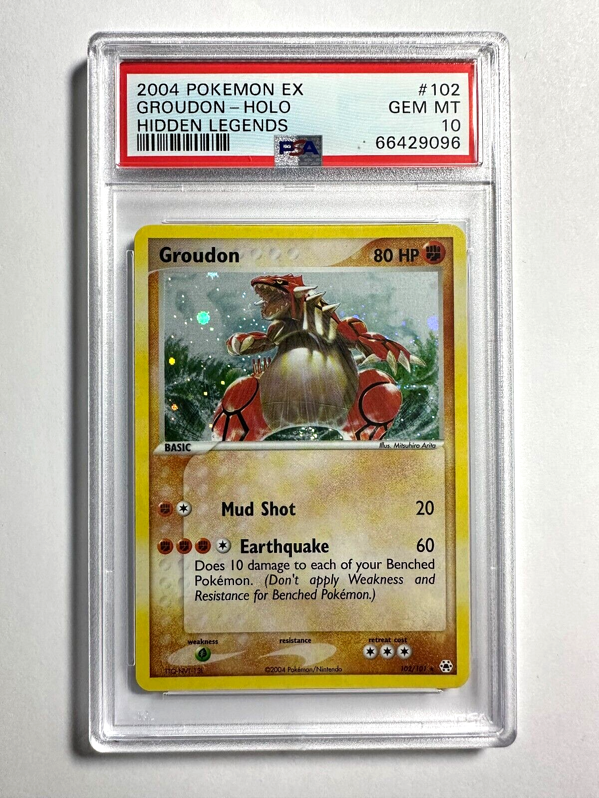 PSA 10 Gem Mint Groudon Holo SR 2004 Pokemon EX Hidden PSA 10 Gem Mint Groudon Holo SR 2004 Pokemon EX Hidden