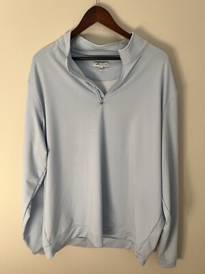 Peter Millar Sweater Mens 2XL XXL Blue Pullover Quarter Zip Golf Tech Stretch