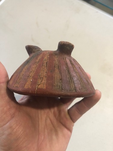 MLC S2237 OLD Tri Pod Pre Columbian Pot Pottery Red Paint