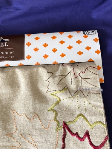 Fall Embroidered Leaf Design table runner - 13
