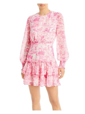 

AQUA Женское многоярусное платье цвета слоновой кости с круглым вырезом и длинными рукавами, короткое платье с расклешенными рукавами, Цвет слоновой кости