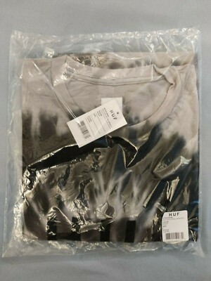HUF Mens OG Logo Spiral Wash S/S skateboard Tee BLACK TS00360 L Rare