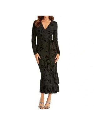 

RACHEL RACHEL ROY Женское коктейльное платье-футляр миди с черной подкладкой и длинными рукавами, Черный