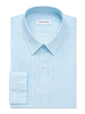 CALVIN KLEIN Mens Aqua Point Collar Extra Slim Fit Классическая рубашка M 15/15,5- 32/33