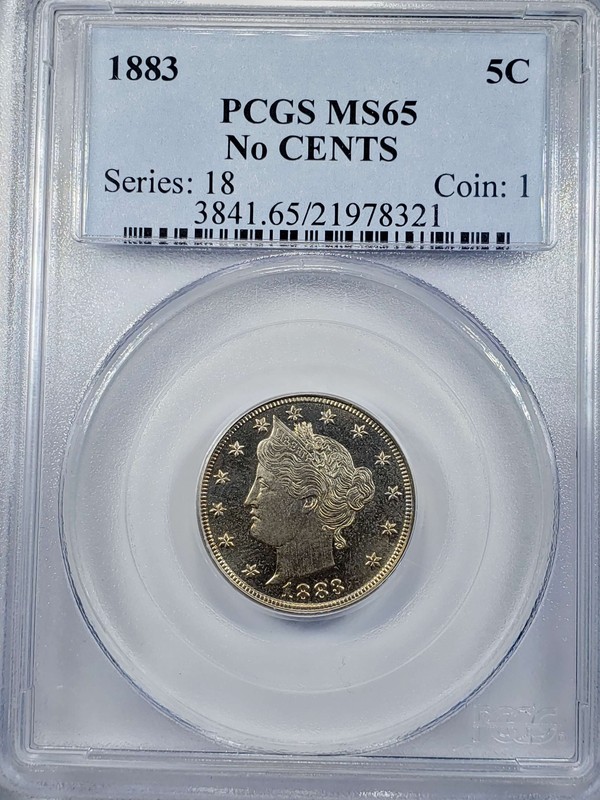 1883 Liberty V Nickel PCGS MS65 NO CENTS