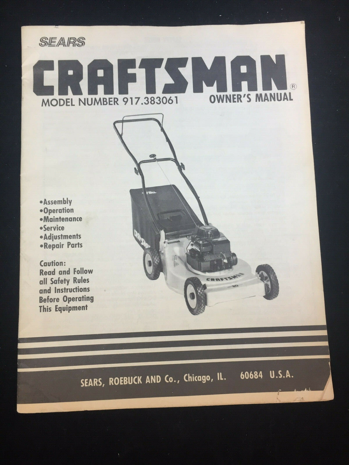 VINTAGE SEARS CRAFTSMAN LAWN MOWER MODEL 917.383061 OWNER S MANUAL