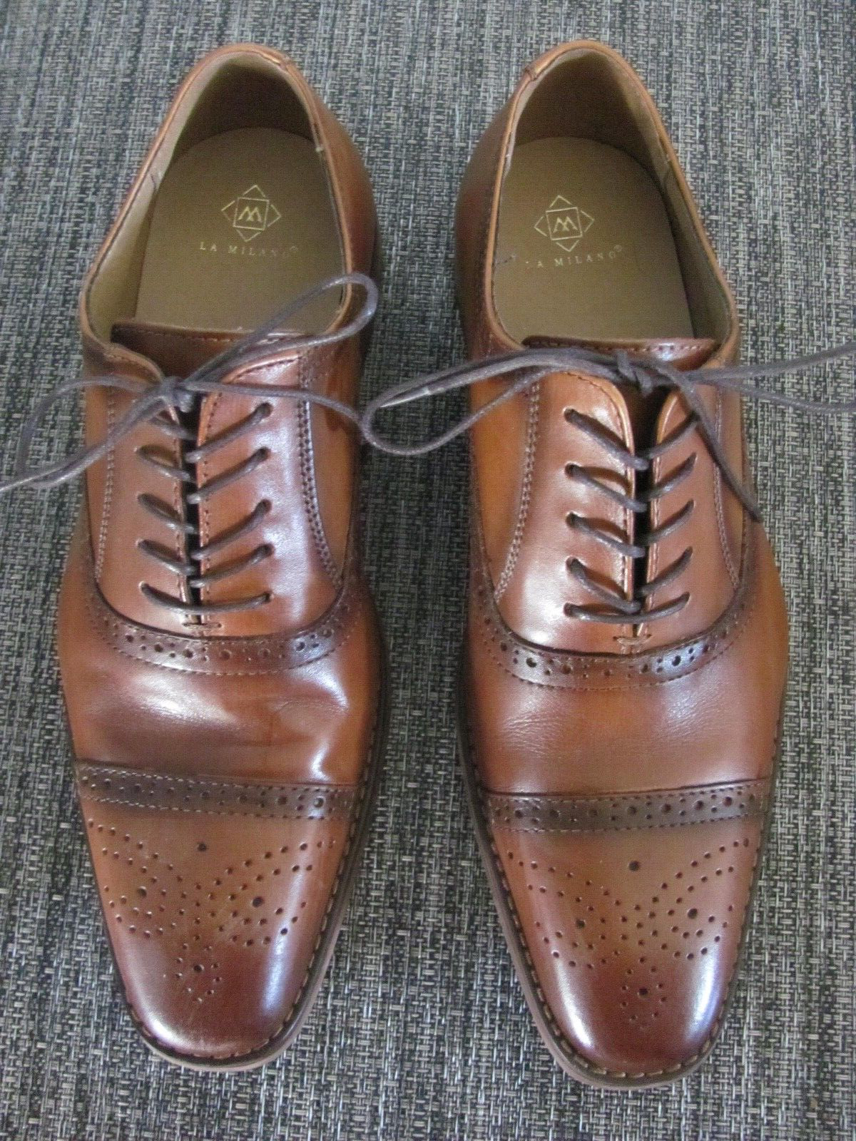 La Milano Lorenzo Cognac-230 Leather Lace Up Dress Shoes  display picture 1