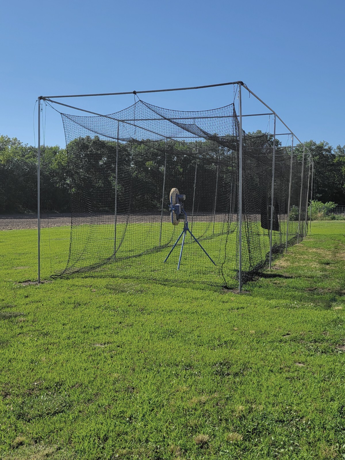 Batting Cage Net 14' x 14' x 70' #42 HDPE (60PLY) with Door Heavy Duty Baseball 