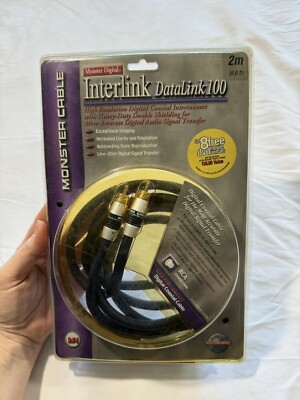 MONSTER CABLE INTERLINK DATALINK 100 DIGITAL COAXIAL CABLE 2 METER. 6.6FT