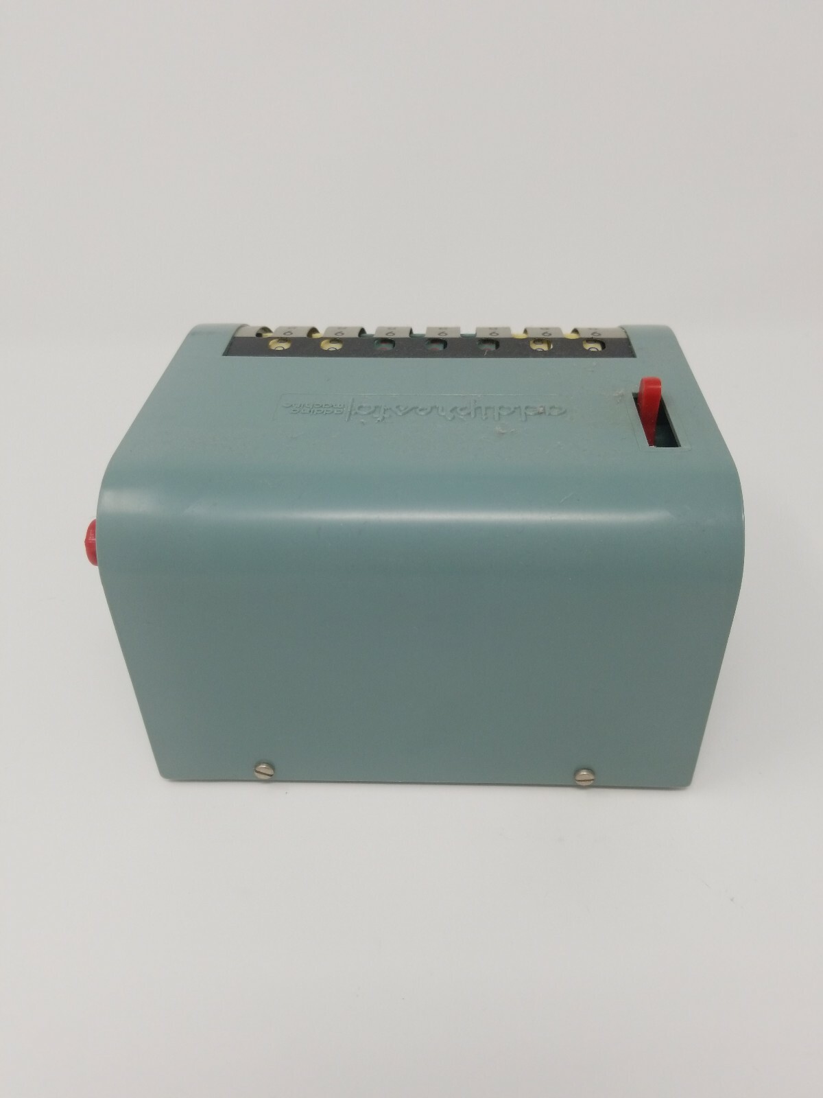 VINTAGE ADDIPRESTO ADDING MACHINE, GREEN PLASTIC CASE, 1960s Excellent Condition