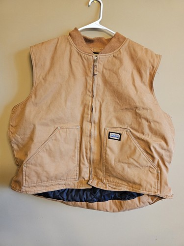 Vintage Big Smith Vest Brown Canvas Quilt Lined Full Zip