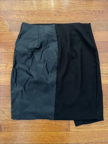 Asymmetric faux leather skirt