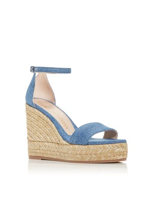 

STUART WEITZMAN Женские синие джинсовые туфли на платформе 1 дюйм Floria Almond на танкетке, Синий, S4670