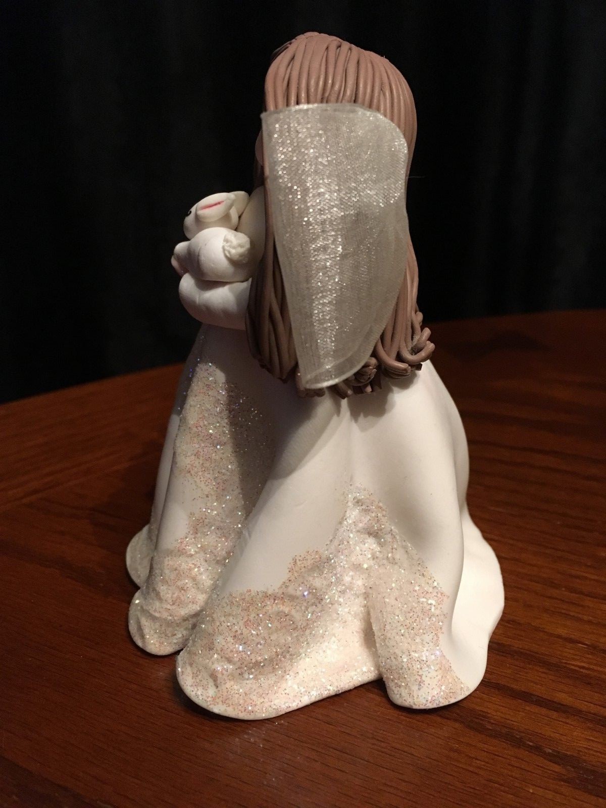 Girl in Sparkling Dress with bow holding Bunny 5