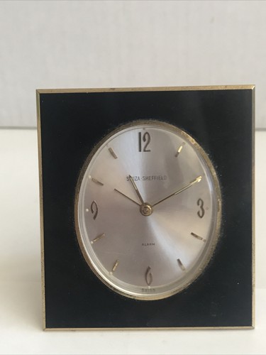 Vintage Swiza Sheffield Alarm Clock Black and Gold, Running