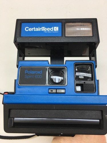 POLAROID SPIRIT 600 INSTANT CAMERA SUPER RARE BLUE PROMOTIONAL CERTAINTEED