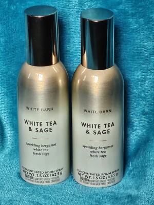 Bath & Body Works White Barn Concentrated Room Spray WHITE TEA & SAGE 2pk New