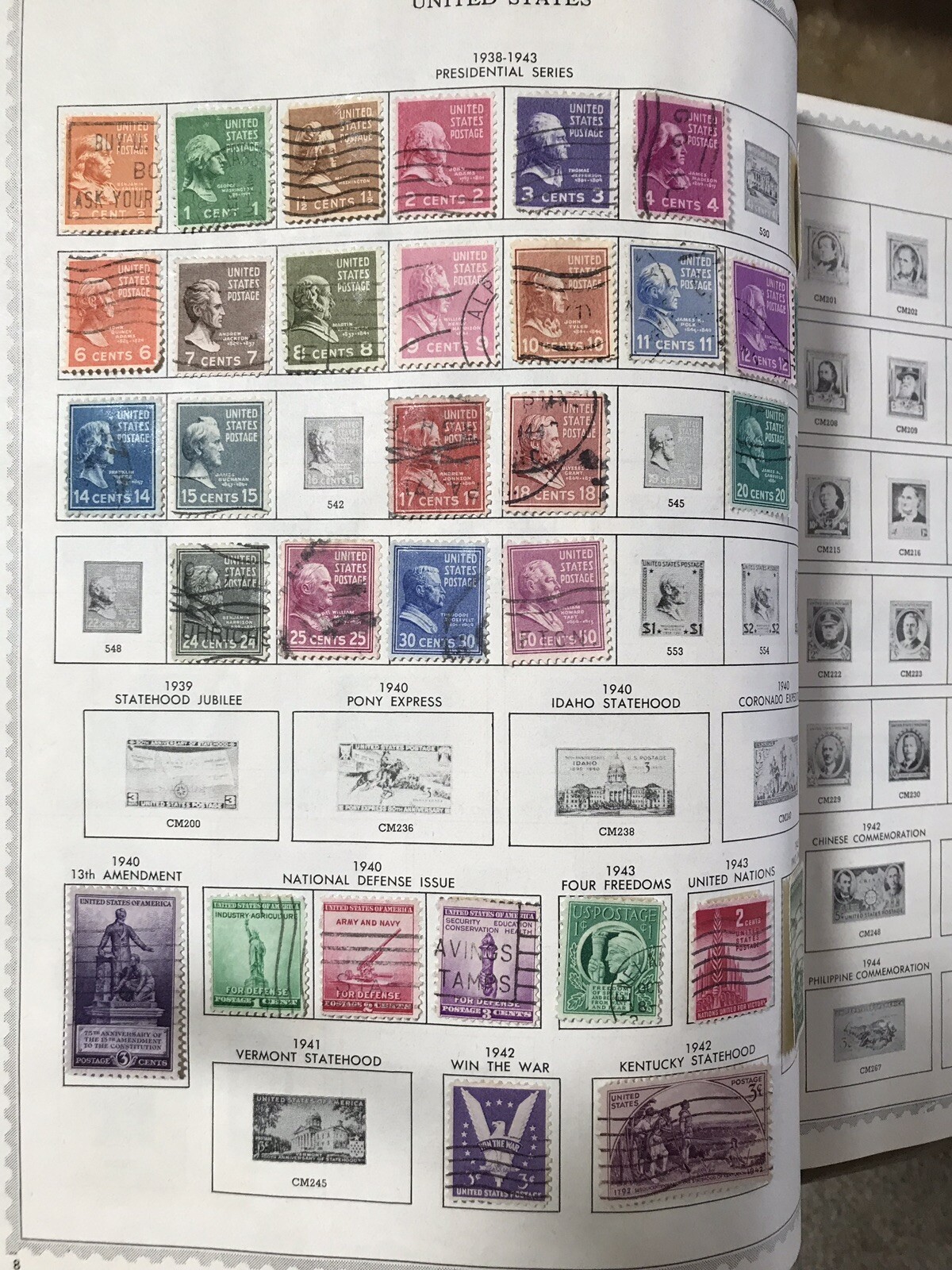 Vintage (c1960) International & US Stamp Collecting Album & US stamps affixed