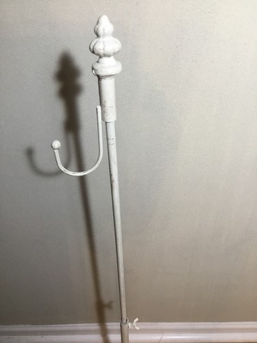 Adjustable Plant Hanger, White Washed Metal Beachy New 22-40” Height One Hook