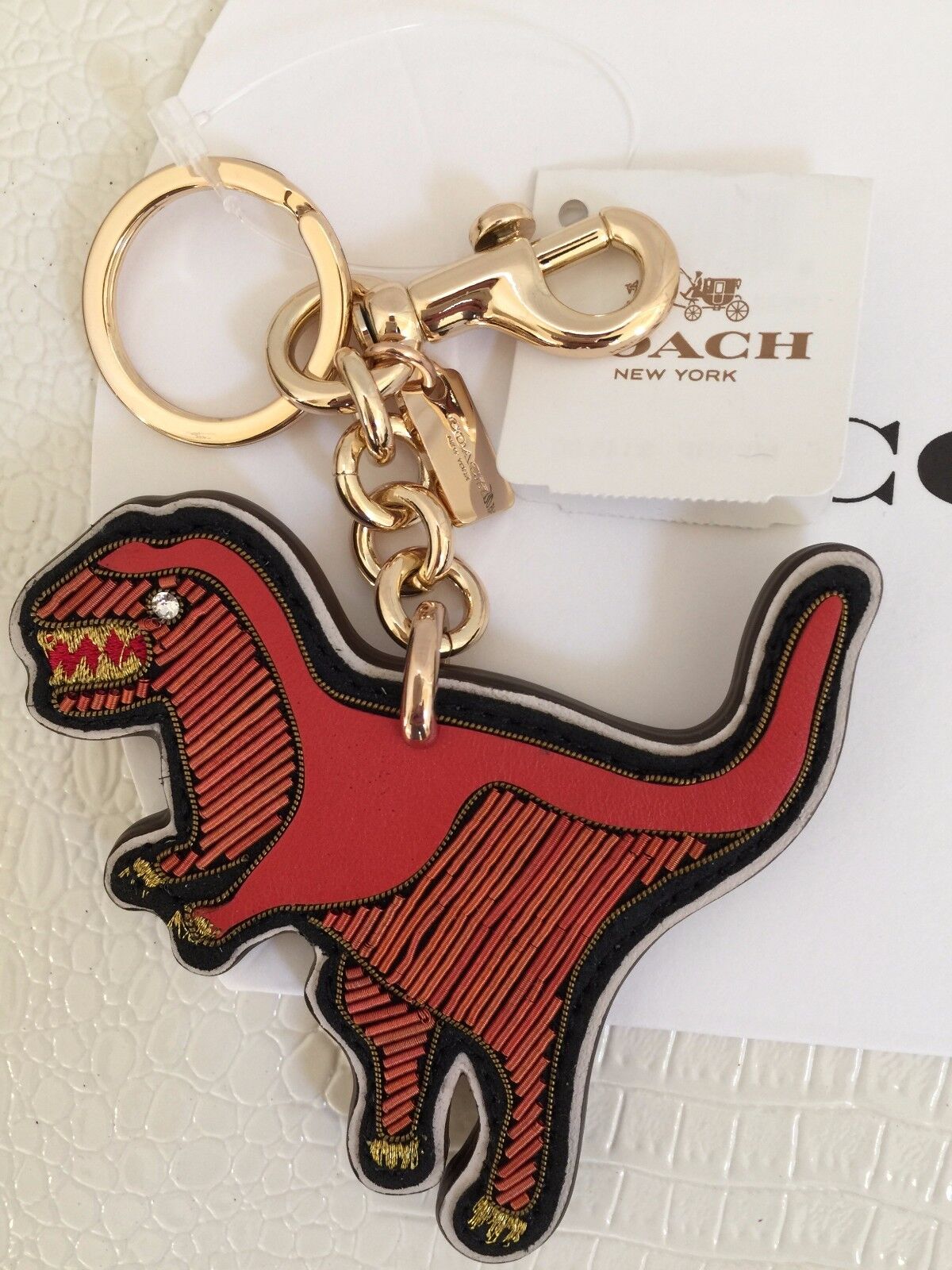 COACH Key Chain REXY DINOSAUR Embroidered Key Fob Ring Charm with BOX New のeBay公認海外通販｜セカイモン