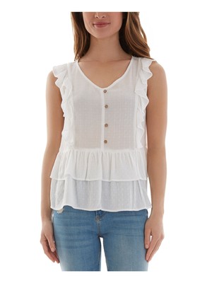 

Женский белый прозрачный топ свободного кроя BCX без рукавов с V-образным вырезом для юниоров