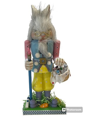 Easter  Rabbit Nutcracker Bunny Easter Vintage Pastel Eggs Rare