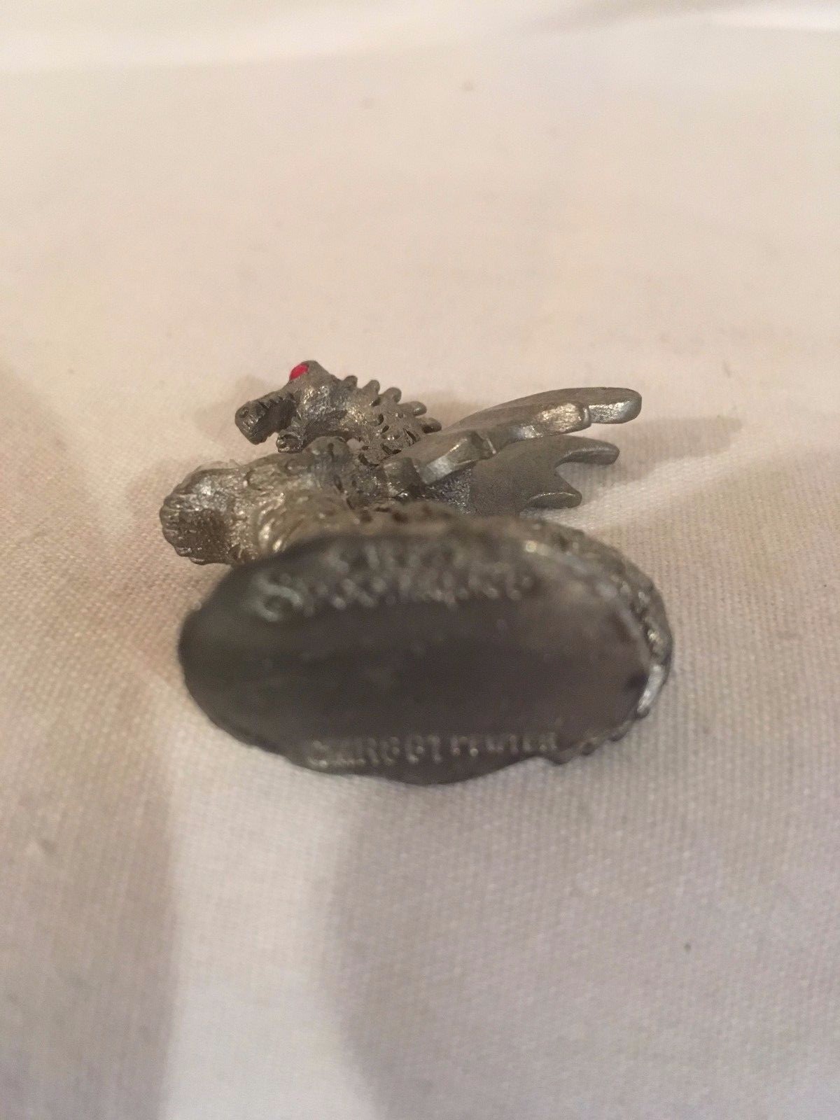 Small Solid Pewter Dragon w/Crystal