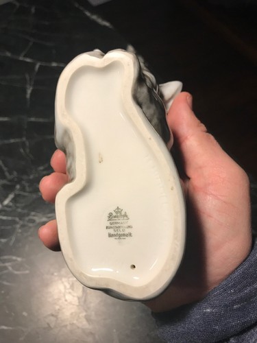 RARE Vtg Rosenthal Porcelain Sleeping Cat #1304 Himmelstoss Grey 6” Germany