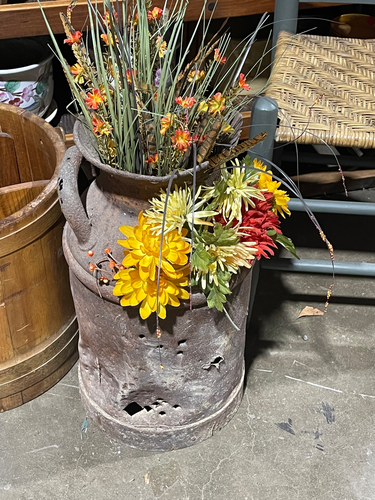 Antique Rustic Milk Can Flower Arrangement