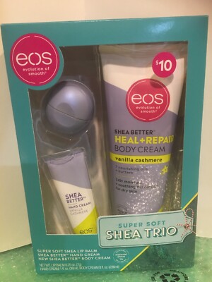 2020 EOS Super Soft Shea Better Lip Balm, Hand Body Cream Trio Set New