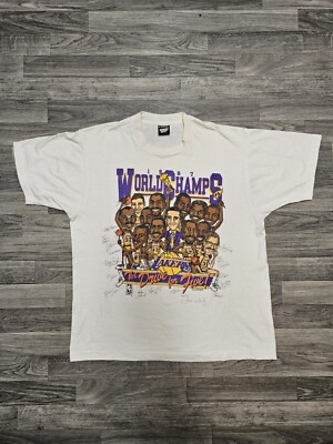 Vintage 1987 Salem NBA Finals LA Lakers World Champs T Shirt XL Screen Stars 80s