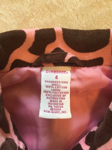 Gymboree Girls Jacket Giraffe Club Pink Brown Ribbon Size 4