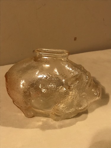 VINTAGE IRIDESCENT MARIGOLD CARNIVAL GLASS SMALL PIG PIGGY BANK 4.5