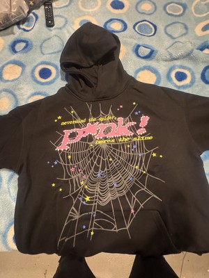 100% Authentic Sp5der hoodie v2 Black and Pink (X Large)