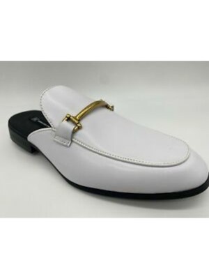 

INC Мужские белые металлические фурнитуры Comfort Blaze Round Toe Slip On Кожаные босоножки, Белый, 43352