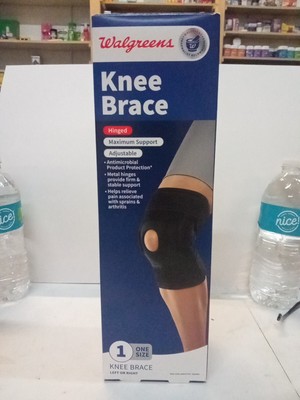 Walgreens Knee Brace Hinged Maximum Support  Adjustable Antimicrobial 1 Size All