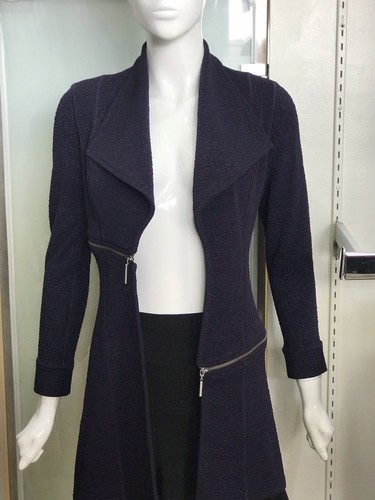 Pre-owned Eva Varro Womens Barcelona Long Jackets In Navy Blue