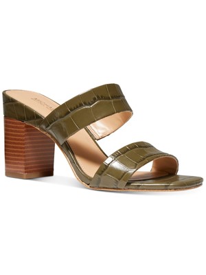 

MICHAEL MICHAEL KORS Женские Зеленые Кожаные Шлепанцы Croc Glenda Slip On, Зеленый, 40S0GLMP1E