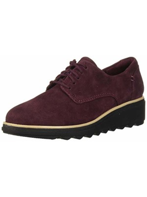 

КОЛЛЕКЦИЯ CLARKS Женские бордовые туфли на платформе 1/2 дюйма на танкетке Sharon 7,5 M, Burgundy, 26136363