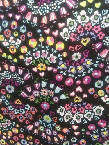 Tafford  SCRUB TOP  size Large  Bright Floral on Black v-neck