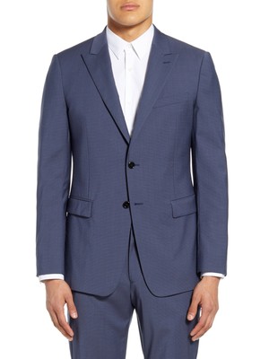 

THEORY Mens Chambers Синий однобортный приталенный костюм Отдельный блейзер