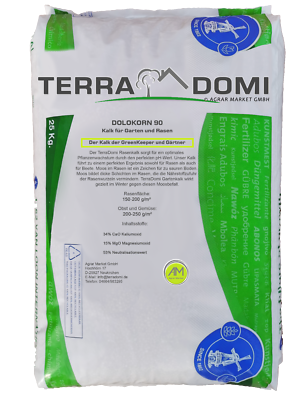 TerraDomi 25kg Rasenkalk-Dünger • Ausgezeichneter Rasendünger • 250m²