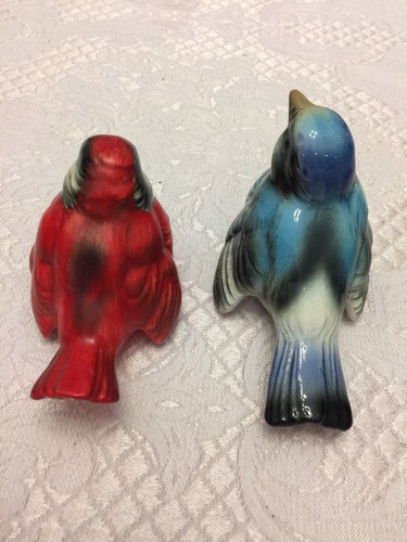 2 - VTG Goebel W. Germany Sparrow Birds Figurine Red & Blue- CV72 & CV74