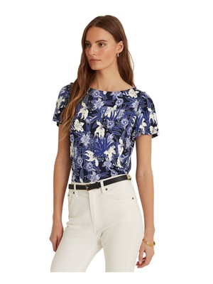 

Темно-синий женский топ с круглым вырезом и цветочным принтом RALPH LAUREN, Navy