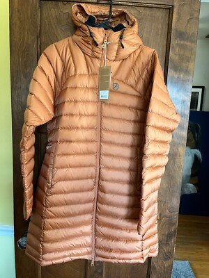 Fjallraven NWT MSRP $480 Women's L Brown Fjall Raven Snow Flake Long Down Parka